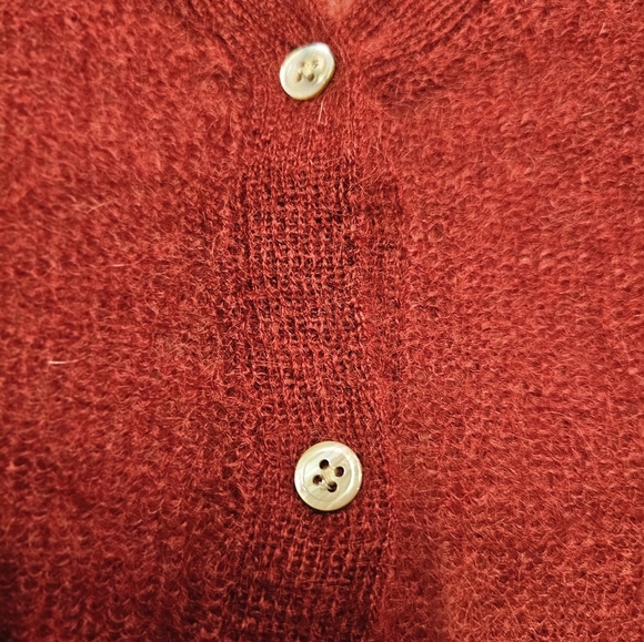 J. Jill Mohair Blend Red Cardigan Sweater XS Button Front Soft Fuzzy Knit - Picture 2 of 10